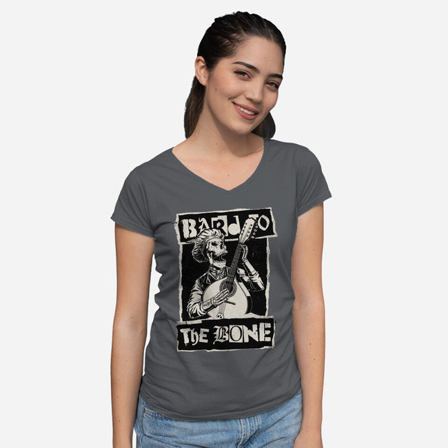 Skeleton Bard RPG-Womens-V-Neck-Tee-Studio Mootant