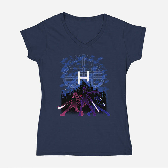 Huntrix Shadow Nebula-Womens-V-Neck-Tee-Astrobot Invention