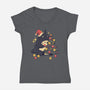 Forest Christmas Night-Womens-V-Neck-Tee-PopCultureWizard