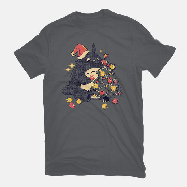 Forest Christmas Night-Womens-Fitted-Tee-PopCultureWizard