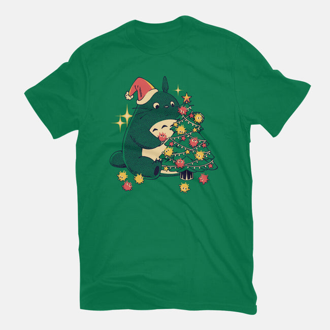 Forest Christmas Night-Womens-Fitted-Tee-PopCultureWizard