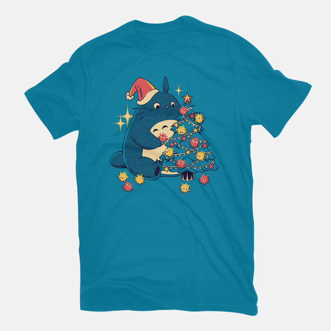 Forest Christmas Night-Womens-Fitted-Tee-PopCultureWizard