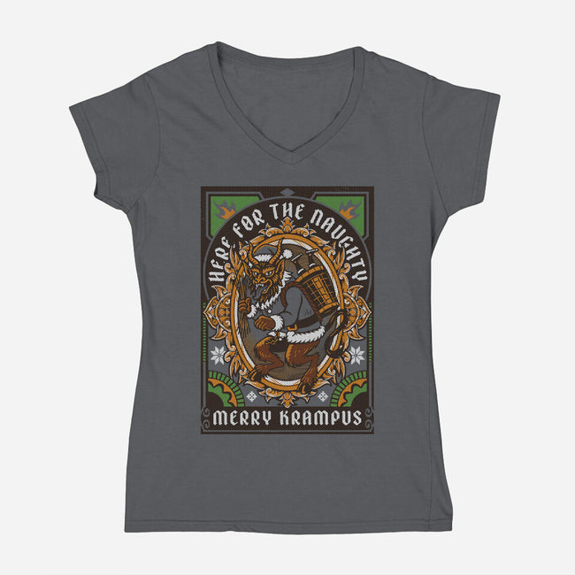 Here For The Naughty-Womens-V-Neck-Tee-Arinesart