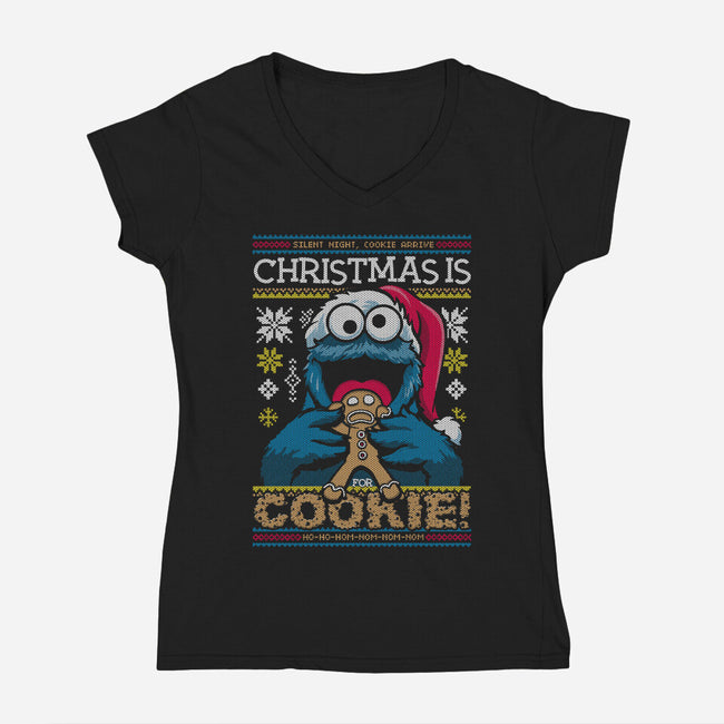 Christmas Is For Cookie-Womens-V-Neck-Tee-Arinesart