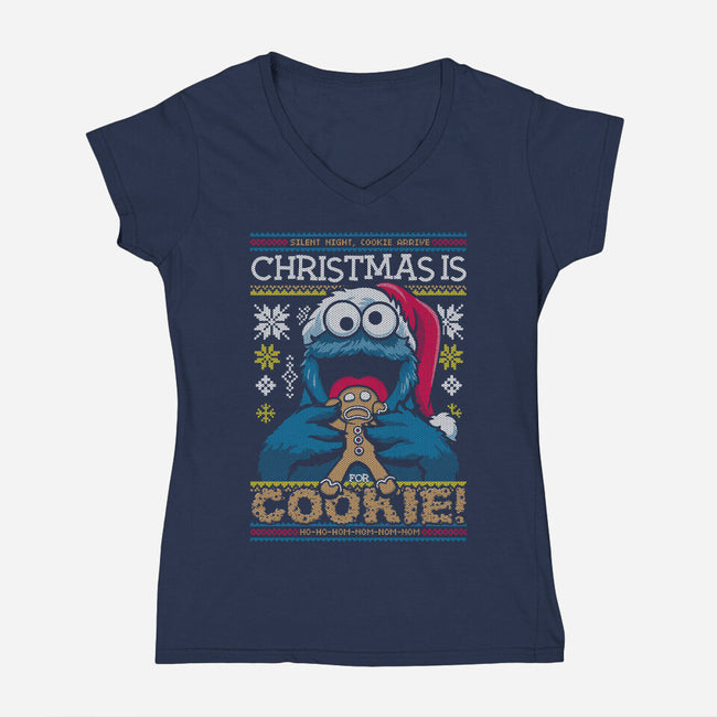 Christmas Is For Cookie-Womens-V-Neck-Tee-Arinesart