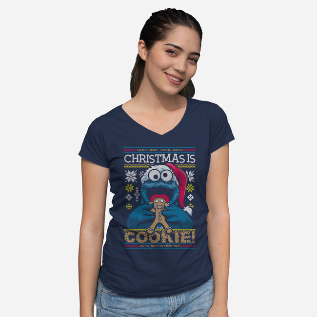 Christmas Is For Cookie-Womens-V-Neck-Tee-Arinesart