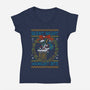 Silent Night Midnight Bite-Womens-V-Neck-Tee-Arinesart