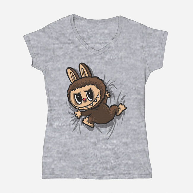 My Portable Monster-Womens-V-Neck-Tee-zascanauta