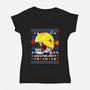 Xmas Eater-Womens-V-Neck-Tee-spoilerinc