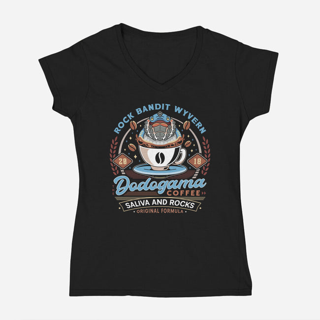 Dodogama Coffee Emblem-Womens-V-Neck-Tee-LAGELANTEE