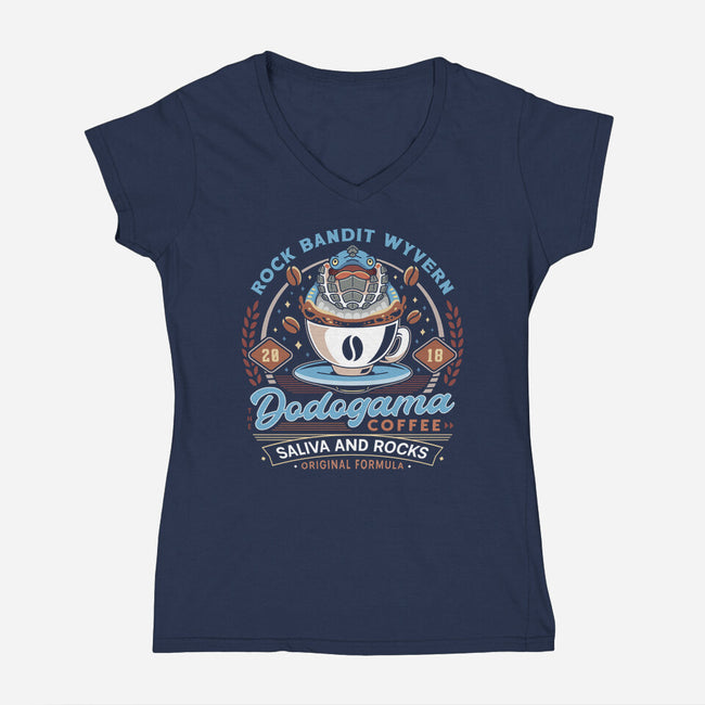 Dodogama Coffee Emblem-Womens-V-Neck-Tee-LAGELANTEE
