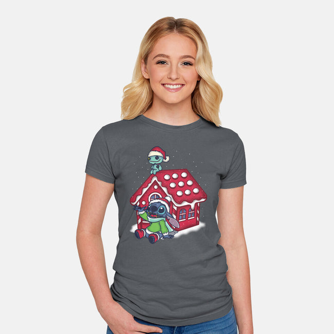 Stitch's Holiday-Womens-Fitted-Tee-turborat14