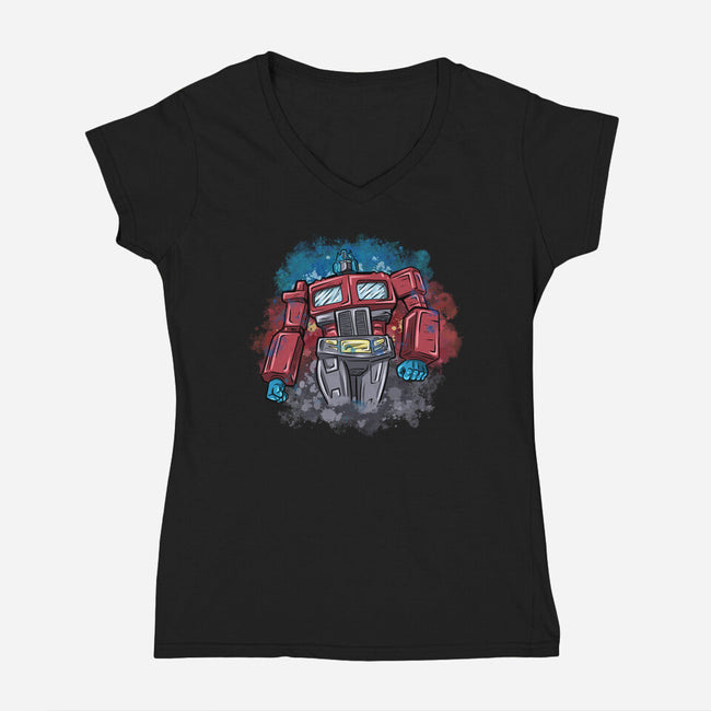 Leader Autobot-Womens-V-Neck-Tee-nickzzarto