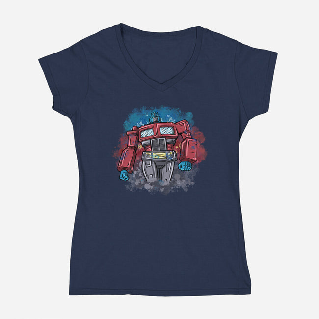 Leader Autobot-Womens-V-Neck-Tee-nickzzarto