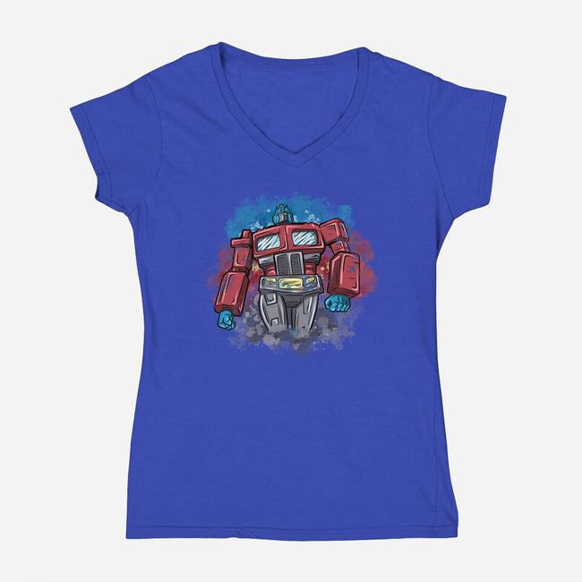 Leader Autobot-Womens-V-Neck-Tee-nickzzarto