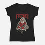Festive Santa-Womens-V-Neck-Tee-PopCultureWizard