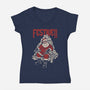 Festive Santa-Womens-V-Neck-Tee-PopCultureWizard