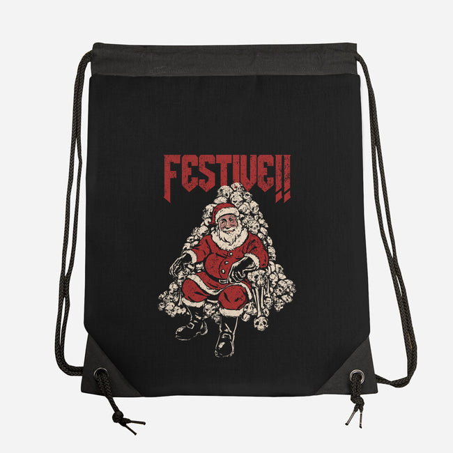 Festive Santa-None-Drawstring-Bag-PopCultureWizard