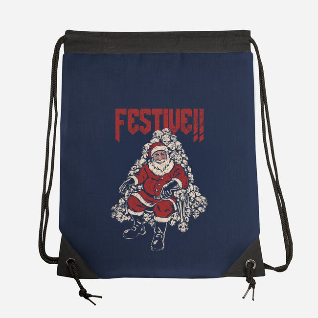 Festive Santa-None-Drawstring-Bag-PopCultureWizard