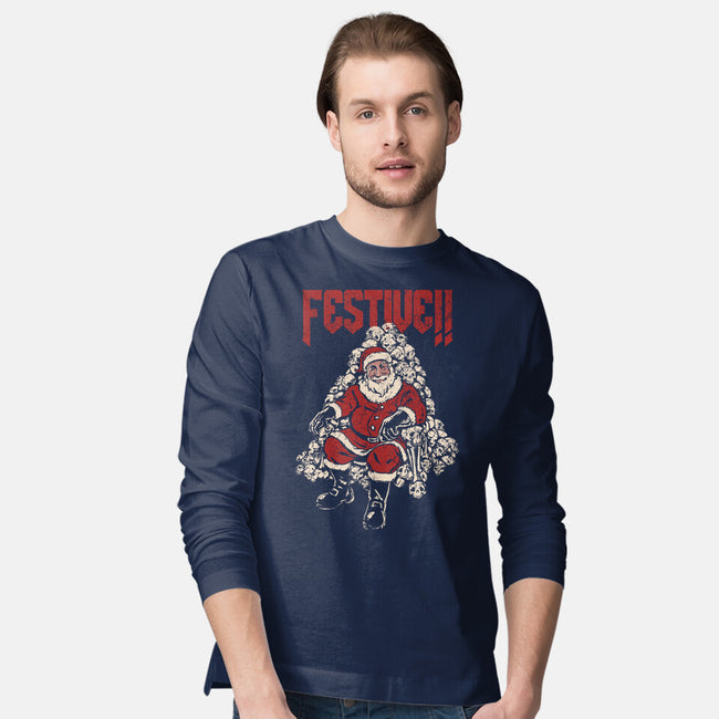 Festive Santa-Mens-Long Sleeved-Tee-PopCultureWizard