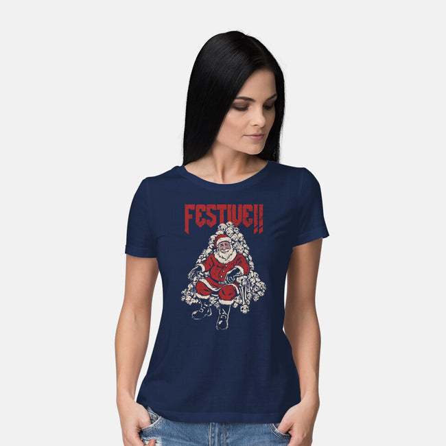 Festive Santa-Womens-Basic-Tee-PopCultureWizard