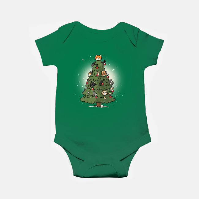 Christmas Cats Tree-Baby-Basic-Onesie-Freecheese