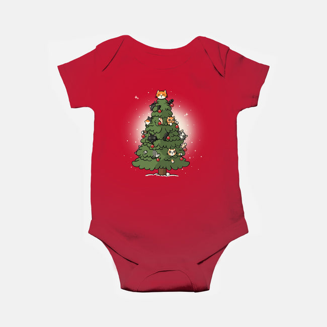 Christmas Cats Tree-Baby-Basic-Onesie-Freecheese