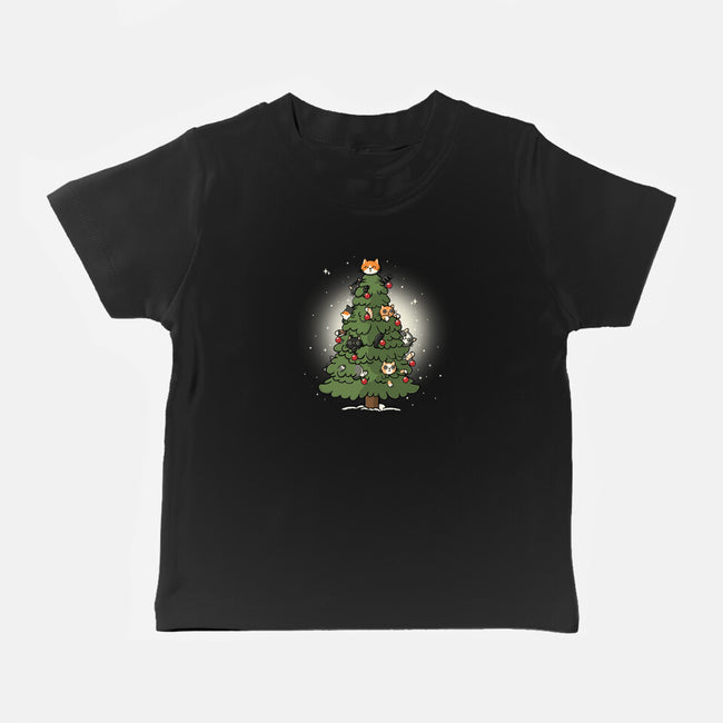 Christmas Cats Tree-Baby-Basic-Tee-Freecheese