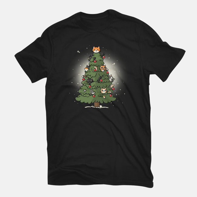 Christmas Cats Tree-Youth-Basic-Tee-Freecheese