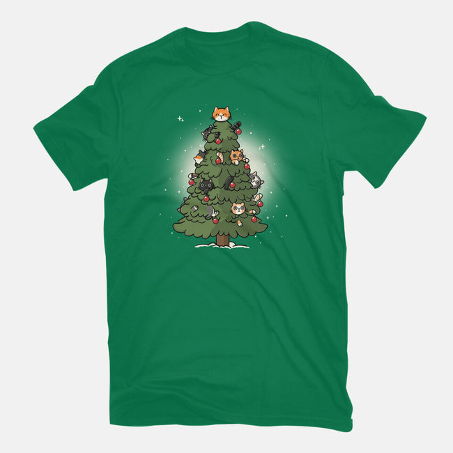 Christmas Cats Tree-Unisex-Basic-Tee-Freecheese