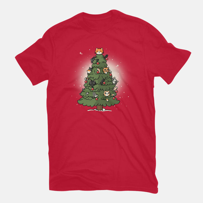 Christmas Cats Tree-Womens-Fitted-Tee-Freecheese