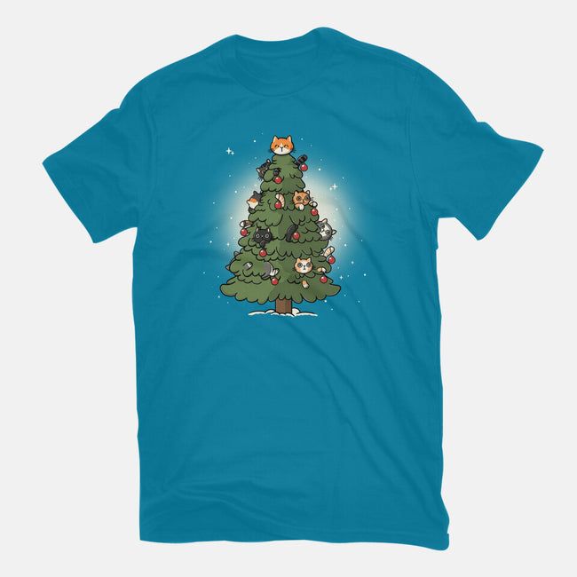 Christmas Cats Tree-Mens-Heavyweight-Tee-Freecheese