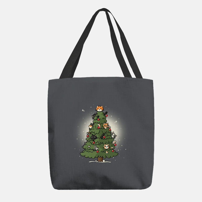 Christmas Cats Tree-None-Basic Tote-Bag-Freecheese