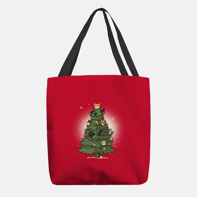 Christmas Cats Tree-None-Basic Tote-Bag-Freecheese