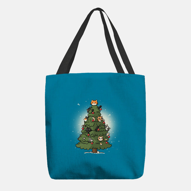 Christmas Cats Tree-None-Basic Tote-Bag-Freecheese