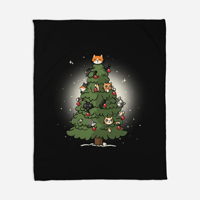 Christmas Cats Tree-None-Fleece-Blanket-Freecheese