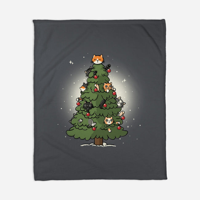 Christmas Cats Tree-None-Fleece-Blanket-Freecheese