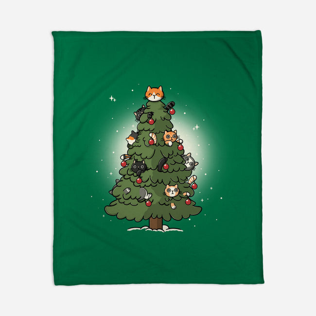 Christmas Cats Tree-None-Fleece-Blanket-Freecheese