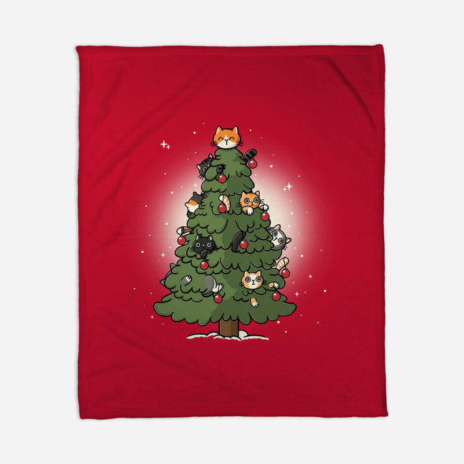 Christmas Cats Tree-None-Fleece-Blanket-Freecheese