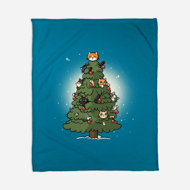 Christmas Cats Tree-None-Fleece-Blanket-Freecheese