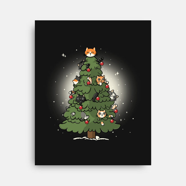 Christmas Cats Tree-None-Stretched-Canvas-Freecheese