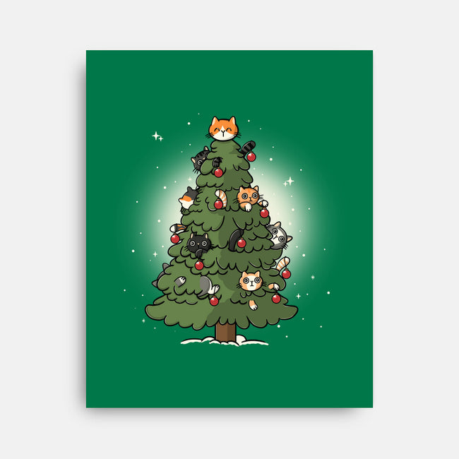 Christmas Cats Tree-None-Stretched-Canvas-Freecheese