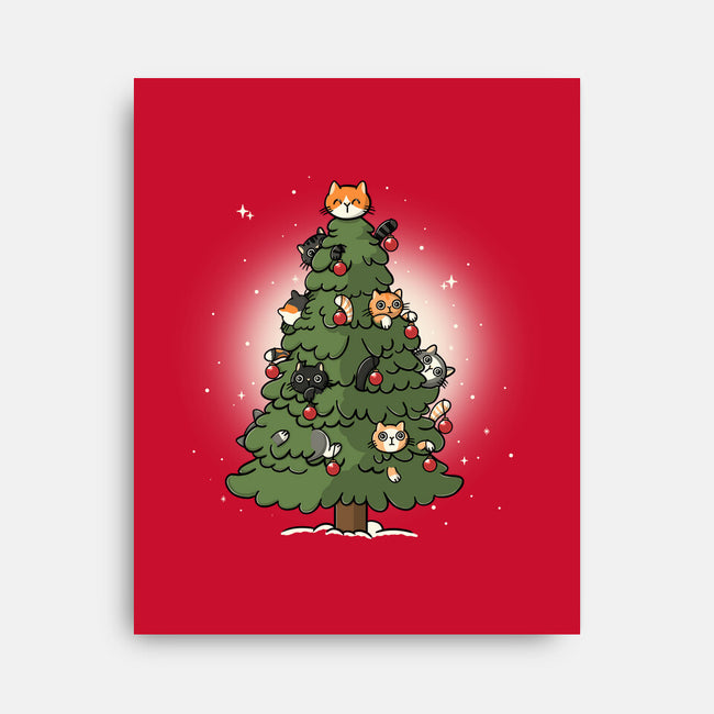 Christmas Cats Tree-None-Stretched-Canvas-Freecheese