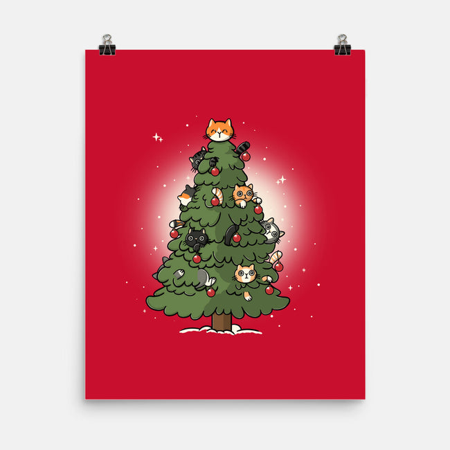 Christmas Cats Tree-None-Matte-Poster-Freecheese