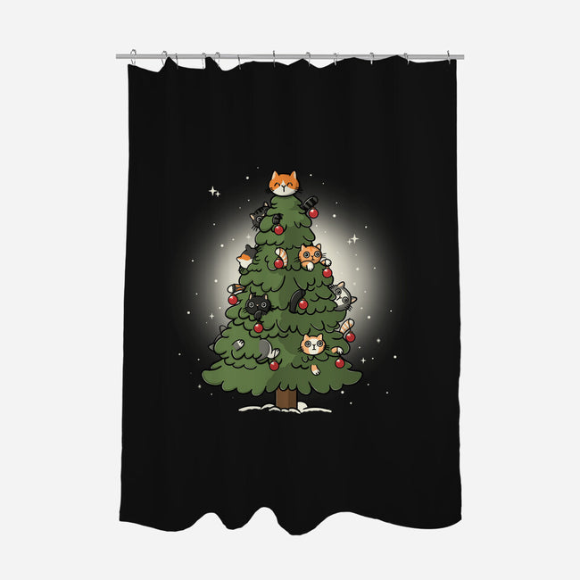 Christmas Cats Tree-None-Polyester-Shower Curtain-Freecheese