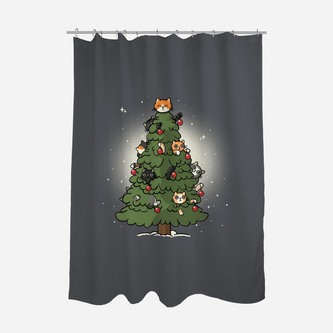 Christmas Cats Tree-None-Polyester-Shower Curtain-Freecheese