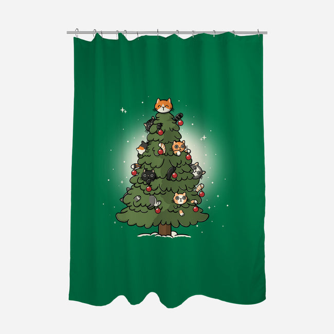 Christmas Cats Tree-None-Polyester-Shower Curtain-Freecheese