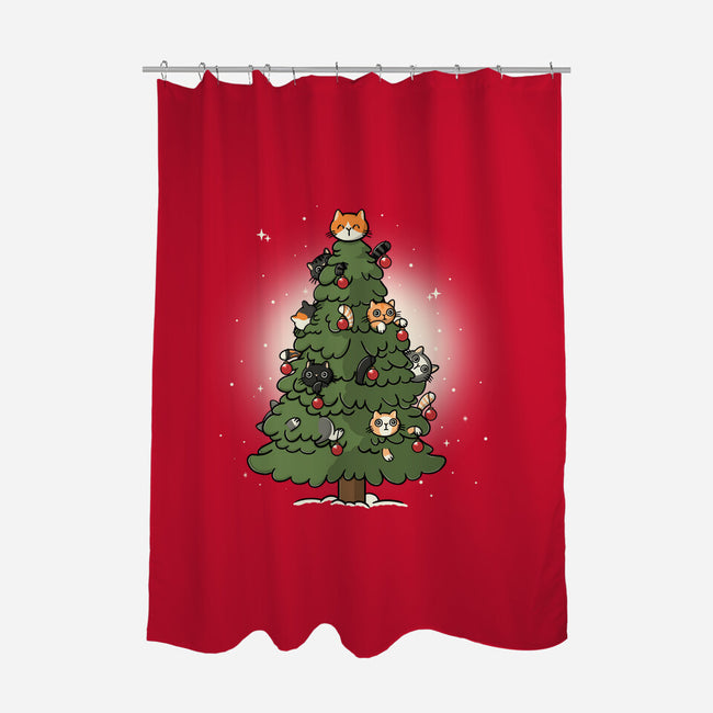 Christmas Cats Tree-None-Polyester-Shower Curtain-Freecheese