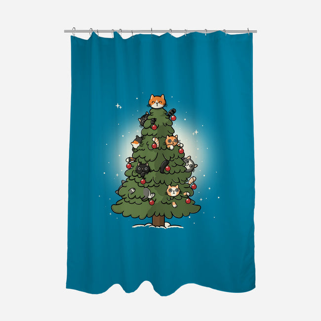 Christmas Cats Tree-None-Polyester-Shower Curtain-Freecheese