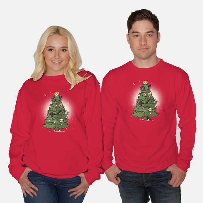 Christmas Cats Tree-Unisex-Crew Neck-Sweatshirt-Freecheese